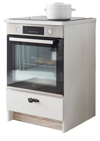 Herdumbauschrank Rovola in wei Pinie Landhaus Kche Unterschrank 60 cm, Soft-Close