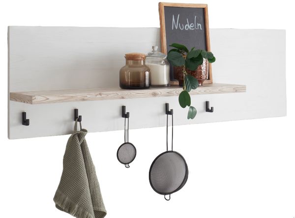 Kchenregal Rovola in wei Pinie Landhaus Kche Wandregal 130 cm Gewrzregal