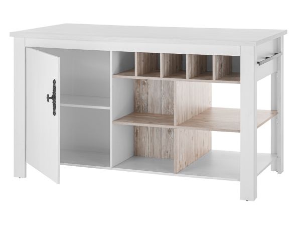 Kcheninsel Rovola in wei Pinie Landhaus Kchenschrank freistehend 161 x 77 cm, Soft-Close