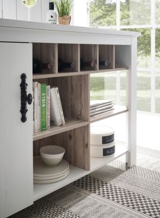 Kcheninsel Rovola in wei Pinie Landhaus Kchenschrank freistehend 161 x 77 cm, Soft-Close