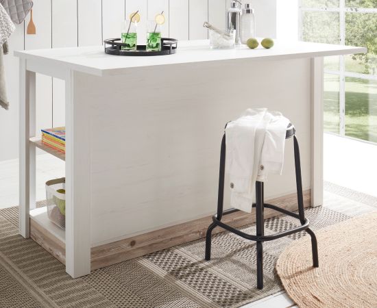 Kchentheke Rovola in wei Pinie Landhaus Kcheninsel freistehend 161 x 90 cm, Soft-Close