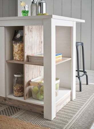 Kchentheke Rovola in wei Pinie Landhaus Kcheninsel freistehend 161 x 90 cm, Soft-Close