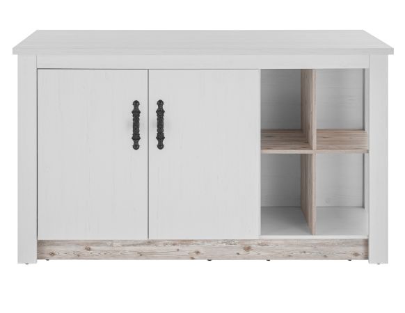 Kchentheke Rovola in wei Pinie Landhaus Kcheninsel freistehend 161 x 90 cm, Soft-Close