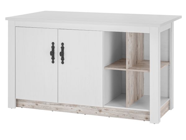 Kchentheke Rovola in wei Pinie Landhaus Kcheninsel freistehend 161 x 90 cm, Soft-Close