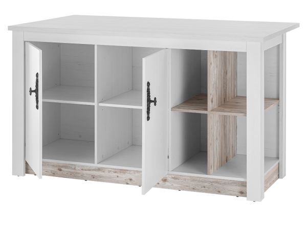 Kchentheke Rovola in wei Pinie Landhaus Kcheninsel freistehend 161 x 90 cm, Soft-Close