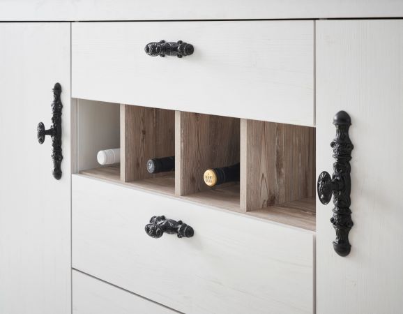 Kche Rovola in wei Pinie Landhaus Kchenschrank Set 7-teilig 394 x 200 cm