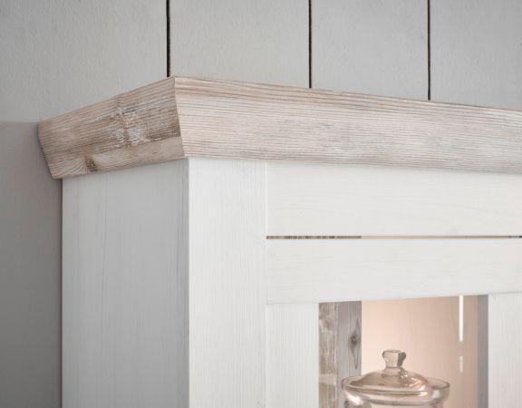 Kche Rovola in wei Pinie Landhaus Kchenschrank Set 7-teilig 394 x 200 cm