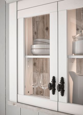 Kche Rovola in wei Pinie Landhaus Kchenschrank Set 7-teilig 394 x 200 cm