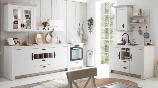 Kche Rovola in wei Pinie Landhaus Kchenschrank Set 4-teilig 191 x 200 cm