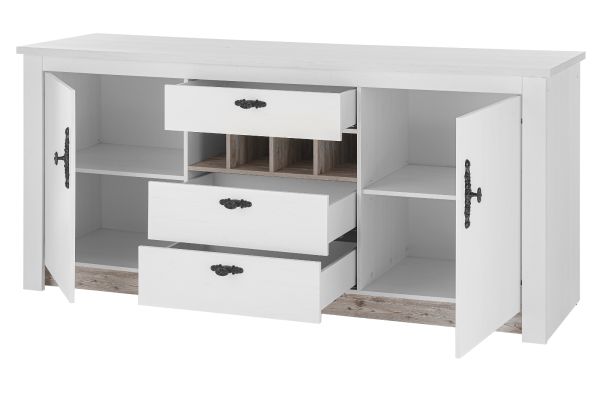 Kche Rovola in wei Pinie Landhaus Kchenschrank Set 4-teilig 264 x 200 cm