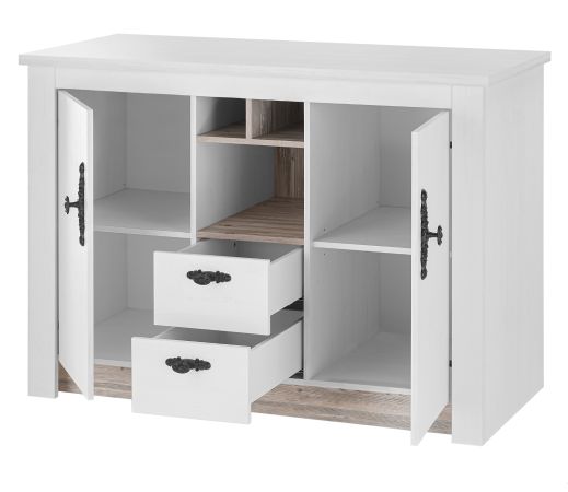 Kche Rovola in wei Pinie Landhaus Kchenschrank Set 4-teilig 191 x 200 cm
