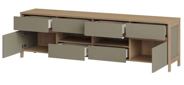 TV-Lowboard Finnes in Salbei und Eiche TV Unterteil skandinavisch 193 cm, Soft-Close