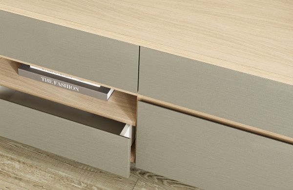TV-Lowboard Finnes in Salbei und Eiche TV Unterteil skandinavisch 193 cm, Soft-Close