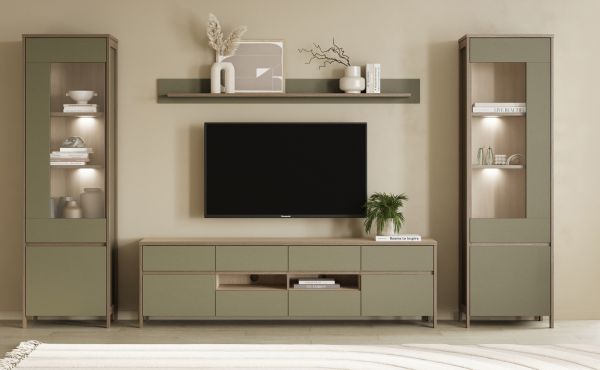 TV-Lowboard Finnes in Salbei und Eiche TV Unterteil skandinavisch 193 cm, Soft-Close