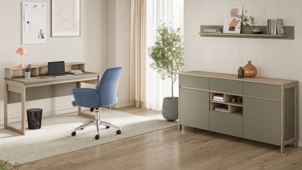 Sideboard Finnes in Salbei und Eiche Kommode skandinavisch 164 cm, Soft-Close