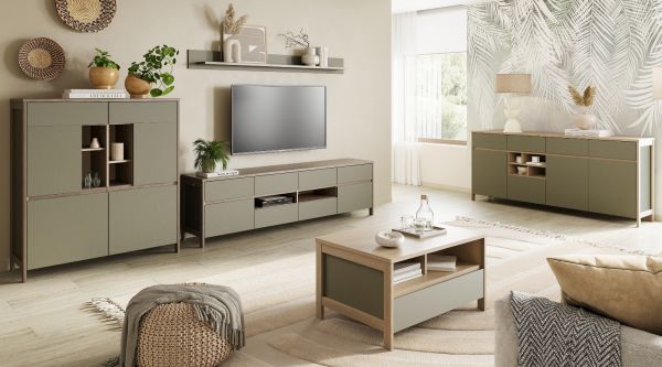 Sideboard Finnes in Salbei und Eiche Kommode skandinavisch 193 cm, Soft-Close