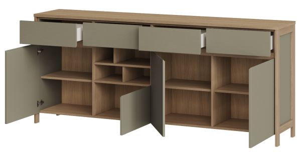 Sideboard Finnes in Salbei und Eiche Kommode skandinavisch 193 cm, Soft-Close