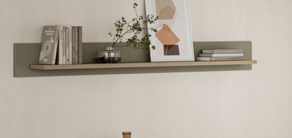 Wandboard Finnes in Salbei und Eiche Wandregal skandinavisch 150 cm