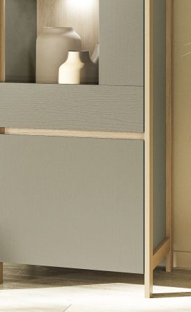 Wohnwand Finnes in Salbei und Eiche Wohnkombination skandinavisch 4-teilig 339 cm, Soft-Close