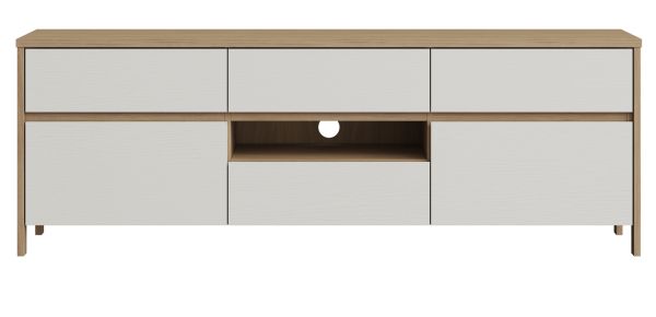 TV-Lowboard Finnes in wei und Eiche TV Unterteil skandinavisch 164 cm, Soft-Close