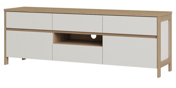 TV-Lowboard Finnes in wei und Eiche TV Unterteil skandinavisch 164 cm, Soft-Close