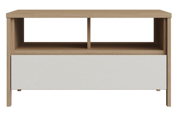 Couchtisch Finnes in wei und Eiche Beistelltisch skandinavisch 80 x 60 cm, Soft-Close
