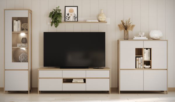 Wandboard Finnes in wei und Eiche Wandregal skandinavisch 150 cm