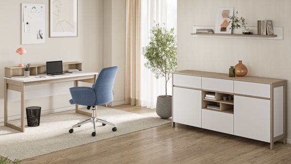 Wandboard Finnes in wei und Eiche Wandregal skandinavisch 150 cm