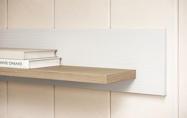 Wohnwand Finnes in wei und Eiche Wohnkombination skandinavisch 4-teilig 360 cm, Soft-Close