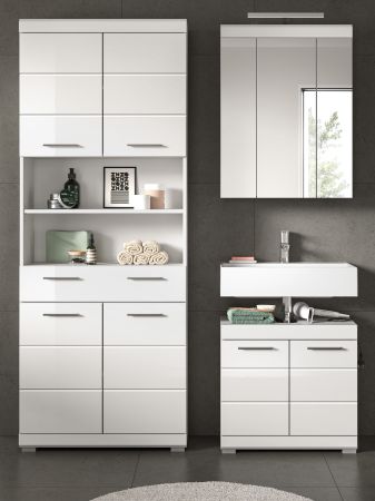 Badmöbel Set 3-teilig Shawn in weiß Hochglanz Badkombination 149 x 191 cm Badmöbel Set 3-teilig Shawn in weiß Hochglanz Badkombination 149 x 191 cm