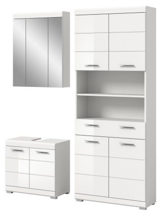 Badmöbel Set 3-teilig Shawn in weiß Hochglanz Badkombination 149 x 191 cm Badmöbel Set 3-teilig Shawn in weiß Hochglanz Badkombination 149 x 191 cm