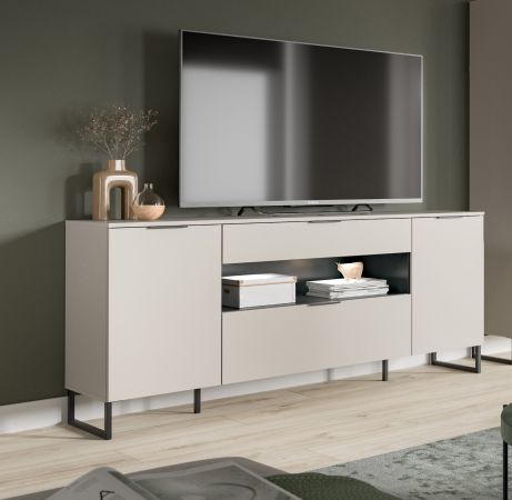 TV-Lowboard Morena in kaschmir und schwarz TV Unterteil 185 cm, Soft-Close