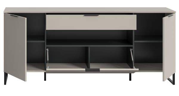 TV-Lowboard Morena in kaschmir und schwarz TV Unterteil 185 cm, Soft-Close