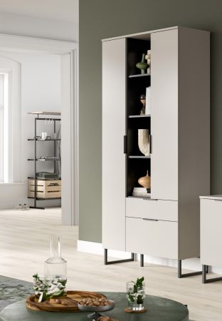 Stauraumschrank Morena in kaschmir und schwarz Mehrzweckschrank 90 x 192 cm, Soft-Close