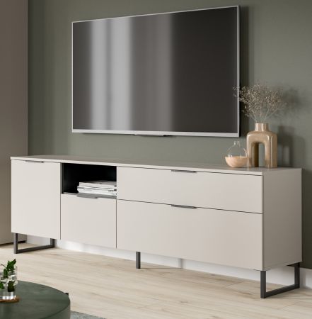TV-Lowboard Morena in kaschmir und schwarz TV Unterteil 185 cm, Soft-Close
