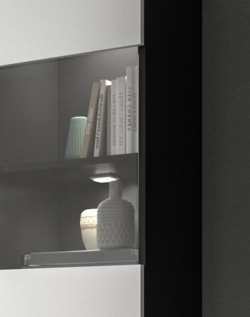 Vitrine Cooper in wei� und grau Vitrinenschrank h�ngend / stehend 36 x 125 cm