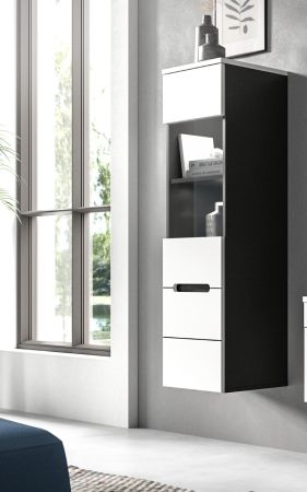 Vitrine Cooper in wei� und grau Vitrinenschrank h�ngend / stehend 36 x 125 cm