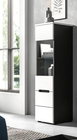 Vitrine Cooper in wei� und grau Vitrinenschrank h�ngend / stehend 36 x 125 cm