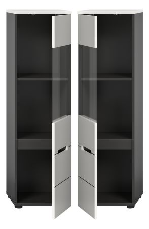 Vitrine Cooper in wei� und grau Vitrinenschrank h�ngend / stehend 36 x 125 cm