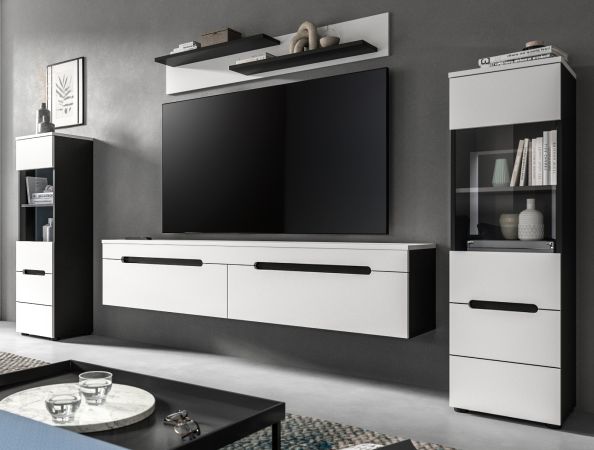 Wohnwand Cooper in wei und grau Wohnkombination 4-teilig hngend / stehend 272 cm