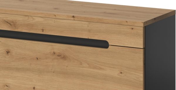 Wohnkombination Cooper in Artisan Eiche und grau, Set Lowboard 170 cm und Wandboard