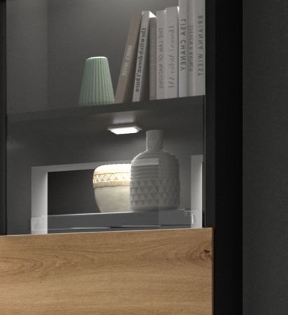 Wohnwand Cooper in Artisan Eiche und grau 3-teilig 220 cm hngend oder stehend, Soft-Close