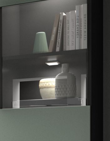 Vitrine Cooper Salbei Grn und Basalt Grau hngend / stehend 36 x 125 cm, Soft-Close