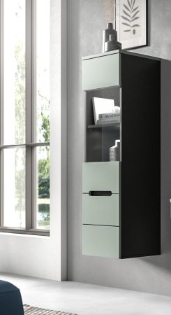 Vitrine Cooper Salbei Grn und Basalt Grau hngend / stehend 36 x 125 cm, Soft-Close