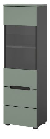 Vitrine Cooper Salbei Grn und Basalt Grau hngend / stehend 36 x 125 cm, Soft-Close