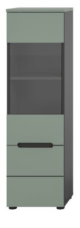 Vitrine Cooper Salbei Grn und Basalt Grau hngend / stehend 36 x 125 cm, Soft-Close
