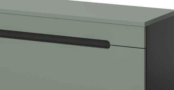 Wohnwand Cooper Salbei Grn und Basalt Grau 3-teilig hngend / stehend 221 cm, Soft-Close