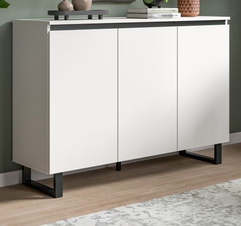 Sideboard Gelia in wei und schwarz Kommode 120 x 84 cm, Soft-Close