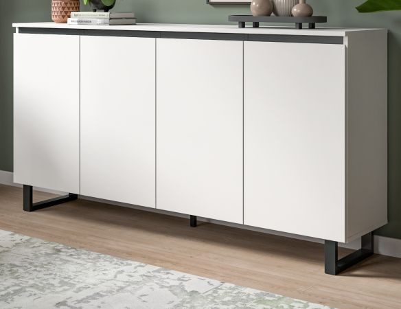 Sideboard Gelia in wei und schwarz Kommode 160 x 84 cm, Soft-Close