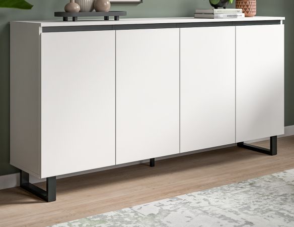 Sideboard Gelia in wei und schwarz Kommode 160 x 84 cm, Soft-Close